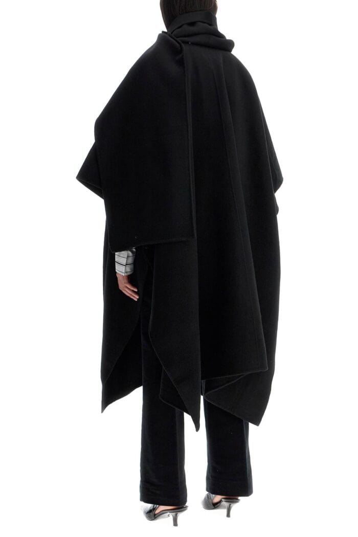 TOTEME Asymmetrical Double Coat In Rws Wool Black High Collar