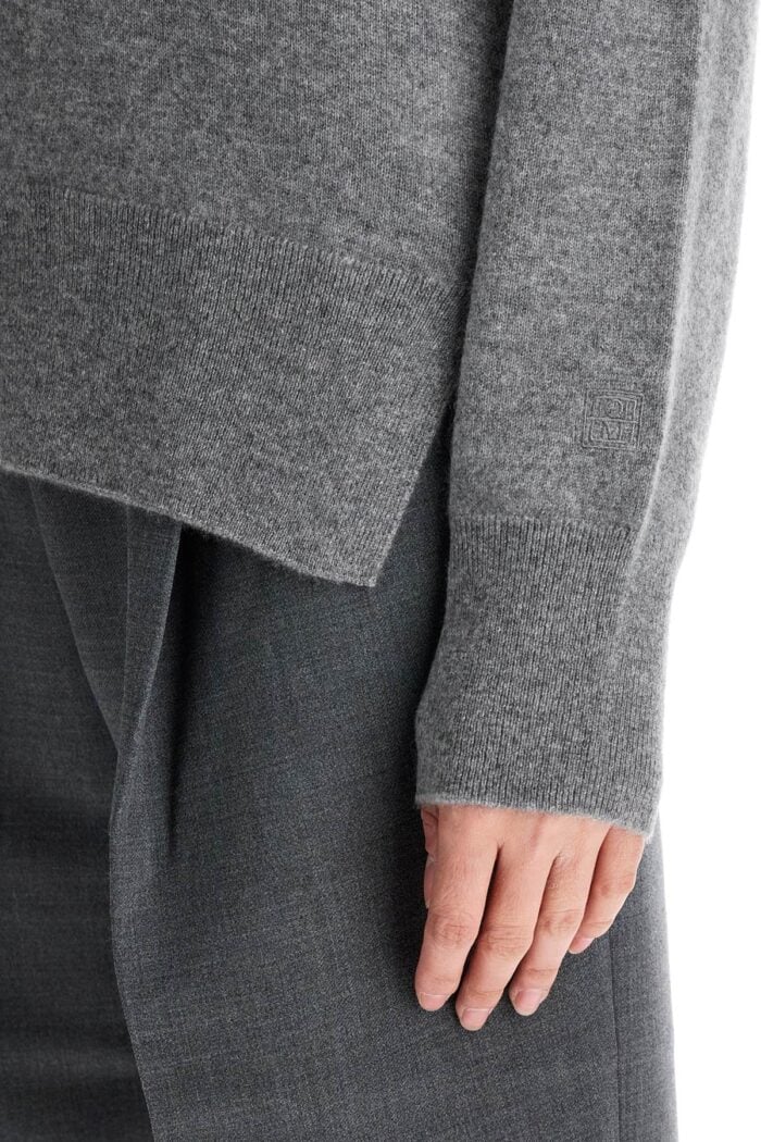 TOTEME Asymmetrical Grey Mlange Cashmere Sweater