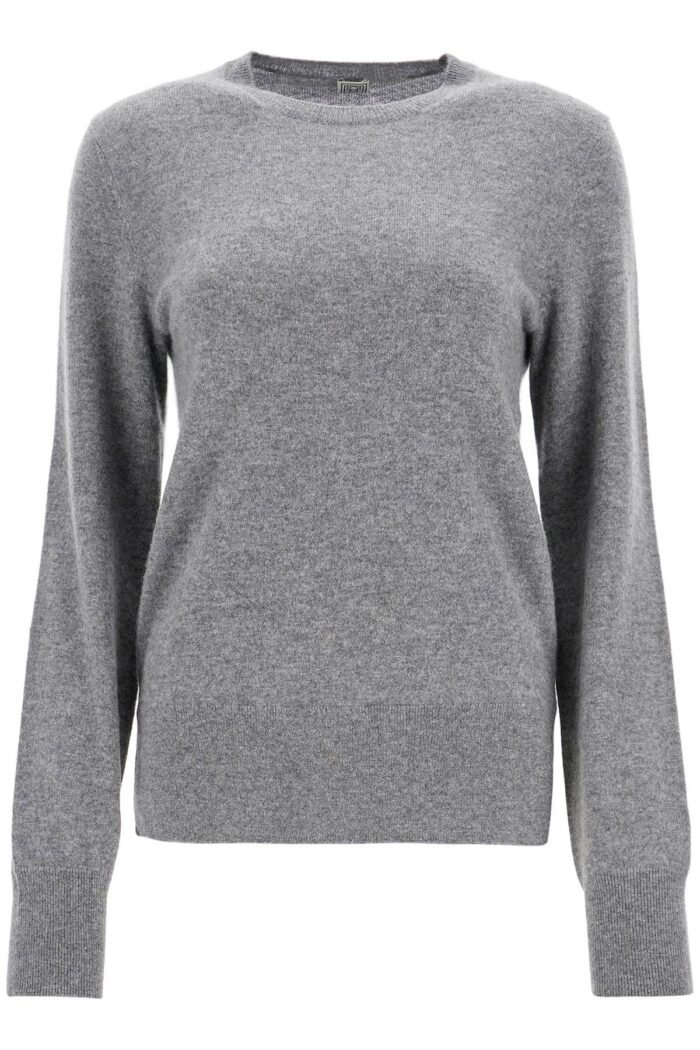 TOTEME Asymmetrical Grey Mlange Cashmere Sweater