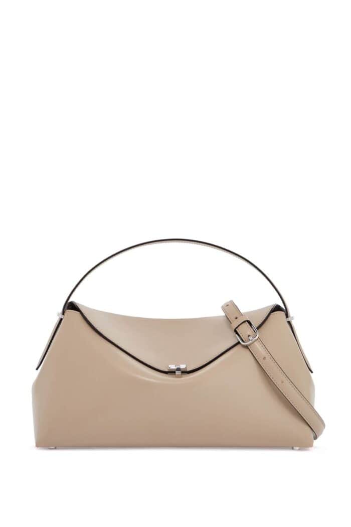 TOTEME Beige Minimalist Leather Bag With Top Handle And Geometric Shape