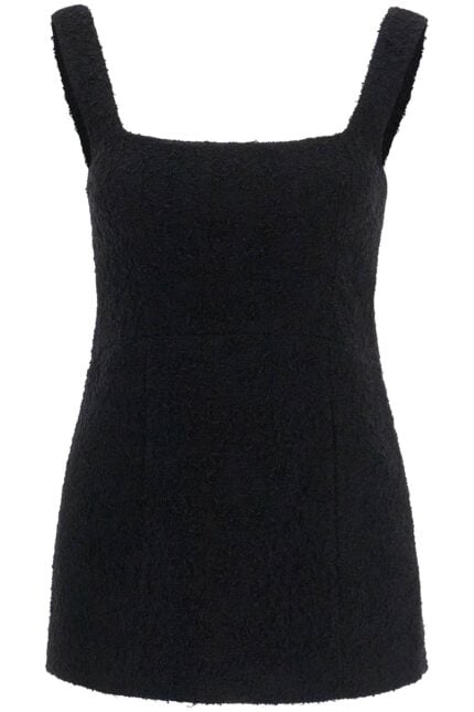 TOTEME Black Boucle Top Without Sleeves Square Neck