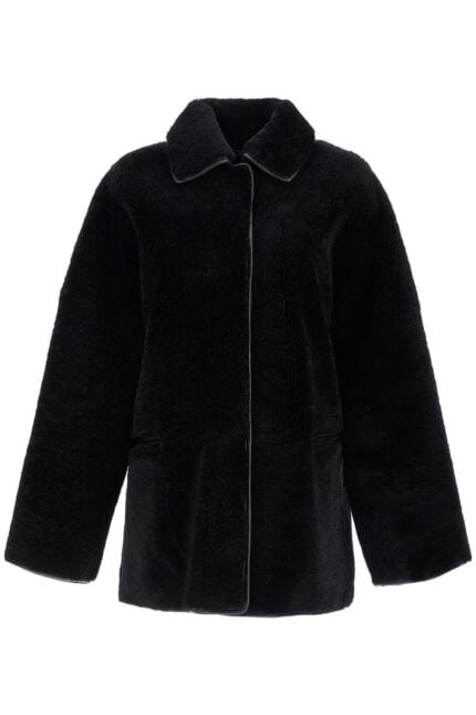 TOTEME Black Lambskin Oversized Shirt-jacket