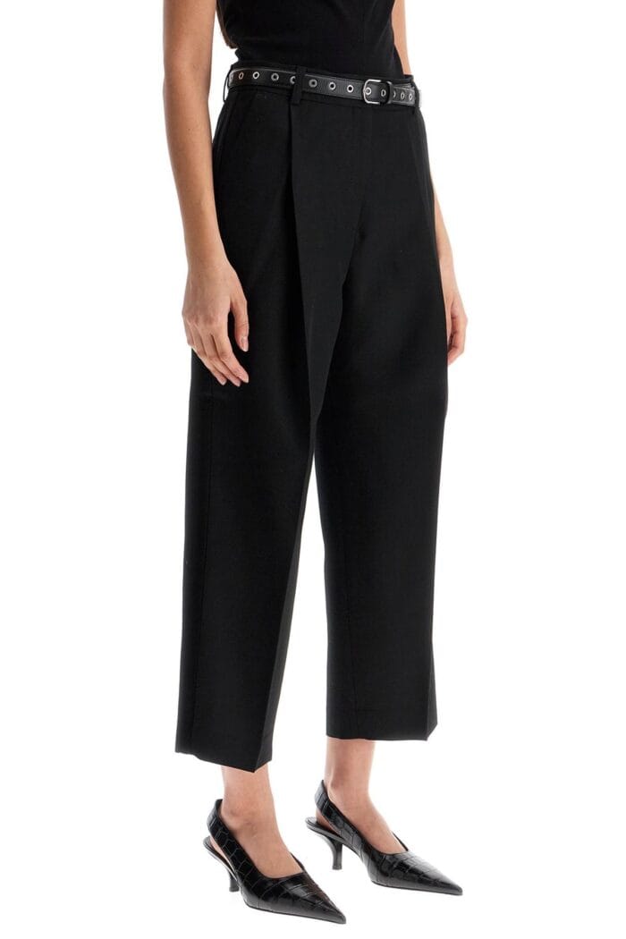 TOTEME Black Recycled Wool Wide Leg Trousers