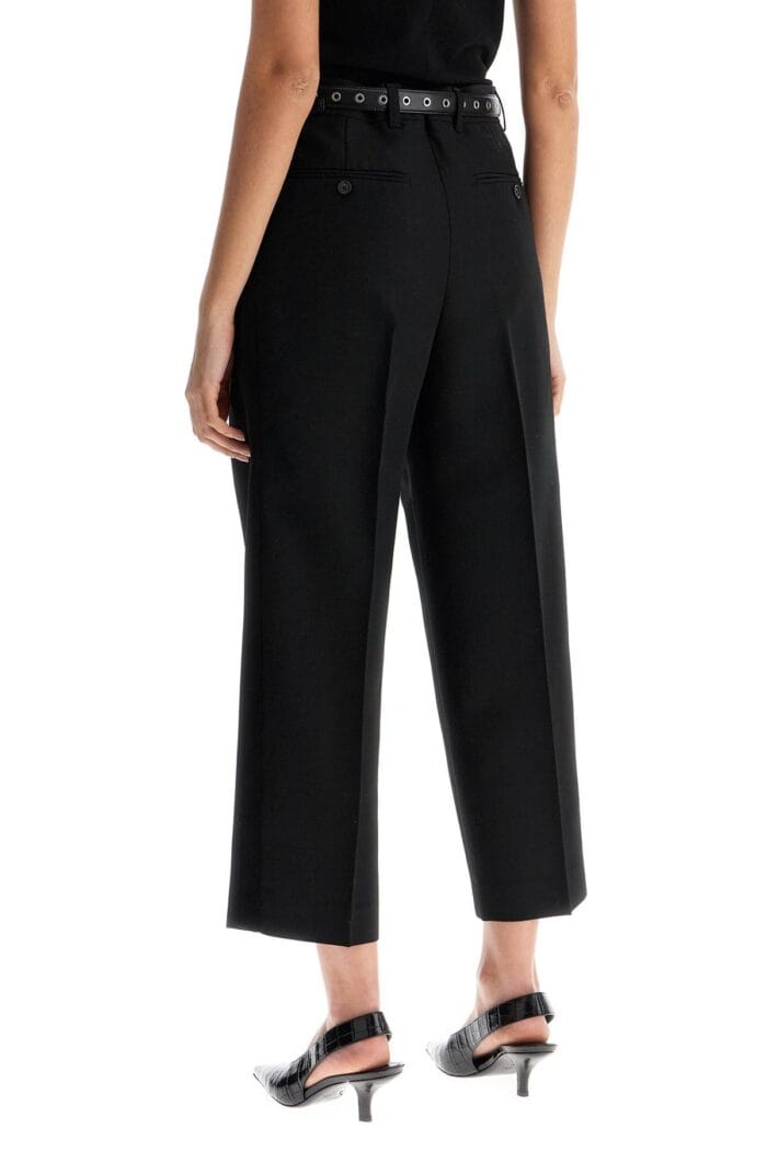 TOTEME Black Recycled Wool Wide Leg Trousers