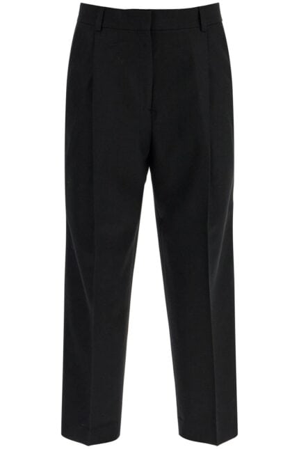 TOTEME Black Recycled Wool Wide Leg Trousers