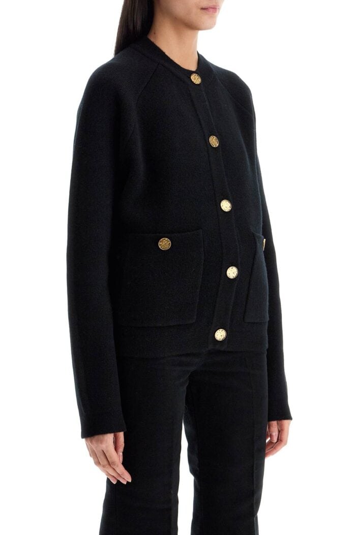 TOTEME Black Rws Wool Cardigan With Golden Buttons