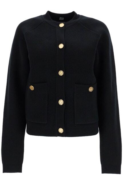 TOTEME Black Rws Wool Cardigan With Golden Buttons