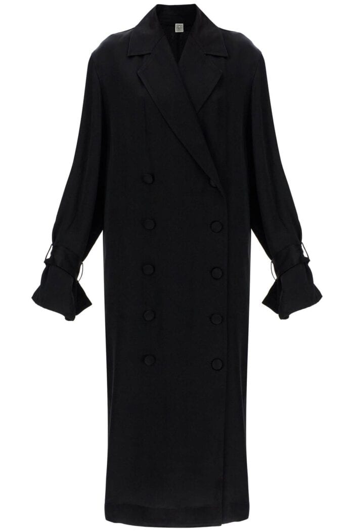 TOTEME Black Satin Viscose Trench Dress