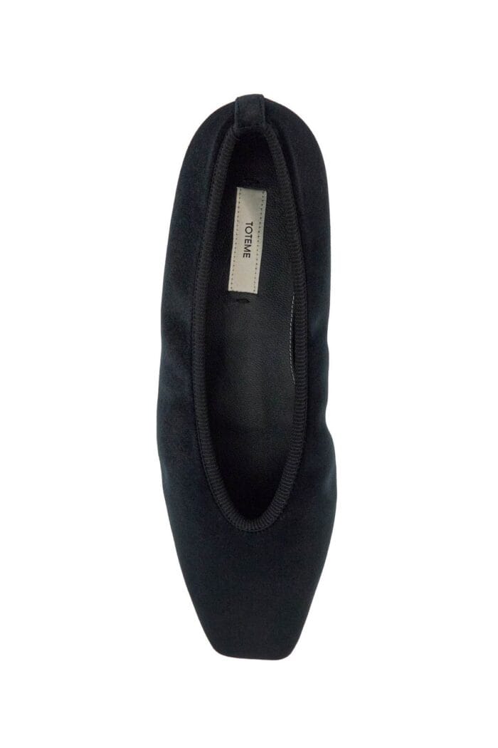 TOTEME Black Velvet Ballerinas Made From Recycled Polyester With Elastic Trim