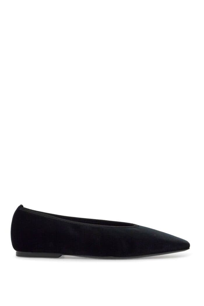 TOTEME Black Velvet Ballerinas Made From Recycled Polyester With Elastic Trim