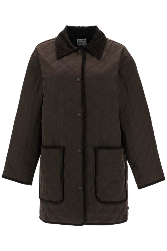 TOTEME Brown Quilted Barn Jacket In Recycled Polyester And Organic Cotton With High Collar