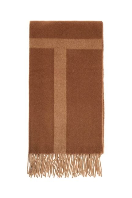 TOTEME Camel Wool Jacquard Monogram Scarf Made In Italy