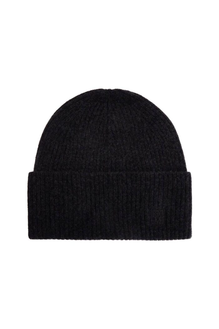 TOTEME Charcoal Melange Ribbed Wool Beanie