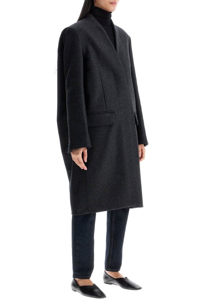 TOTEME Charcoal Melange Shawl Collar Coat