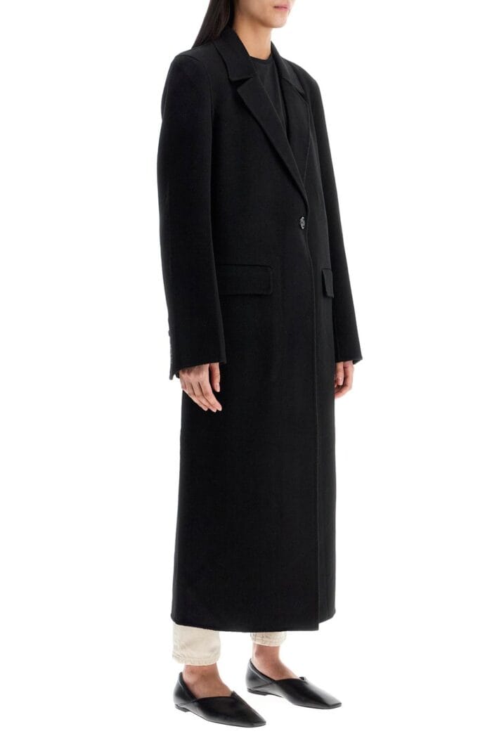 TOTEME Classic Doubl Long Black Wool Coat