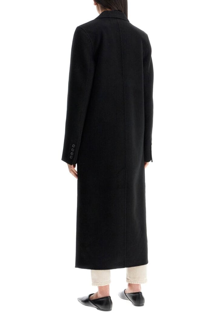 TOTEME Classic Doubl Long Black Wool Coat