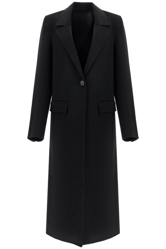 TOTEME Classic Doubl Long Black Wool Coat