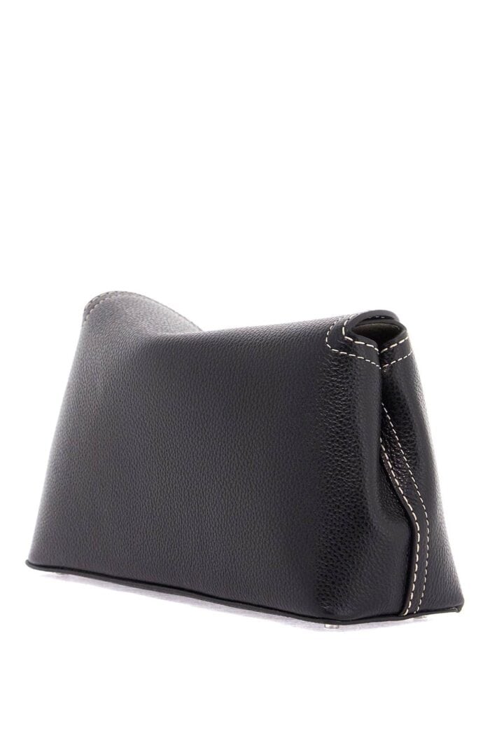 TOTEME Clutch T-lock Black Grain Leather With Adjustable Shoulder Strap