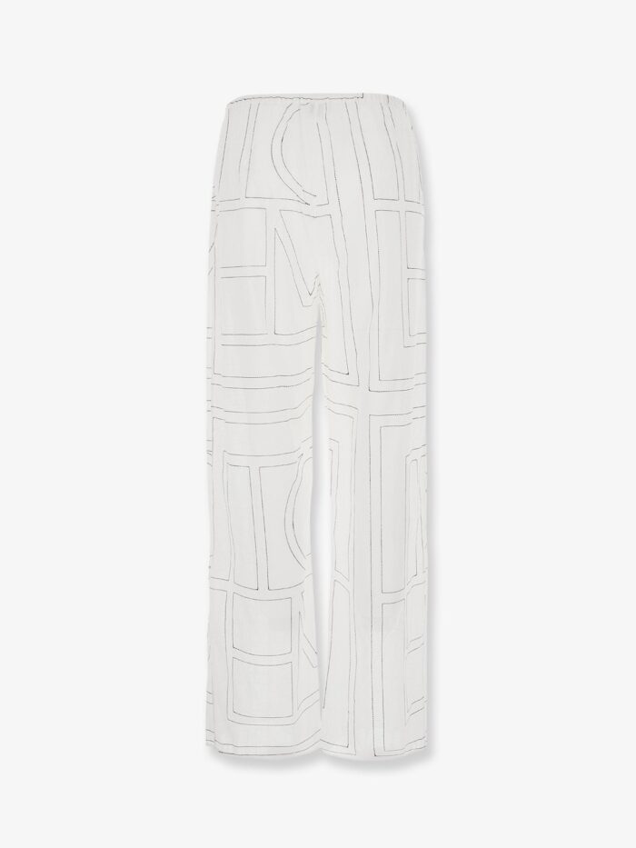 TOTEME Cotton Blend Pajama Pants With Monogram Print