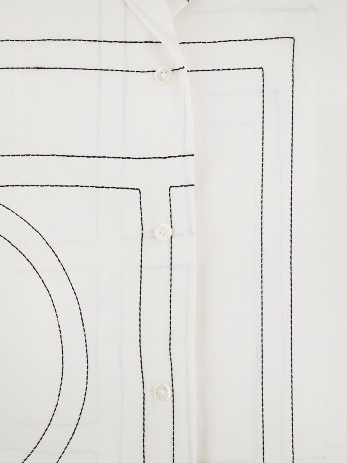 TOTEME Cotton Blend Pajama Top With Monogram Print