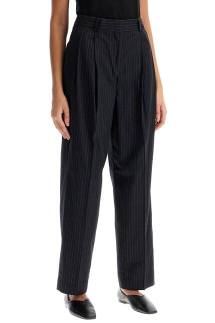 TOTEME Double Pleated Pinstripe Trousers