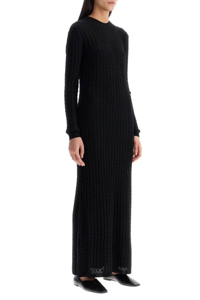 TOTEME Elegant Black Maxi Cable Knit Dress