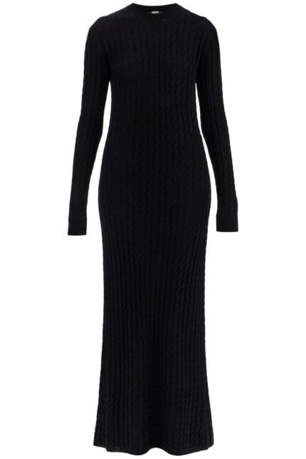 TOTEME Elegant Black Maxi Cable Knit Dress