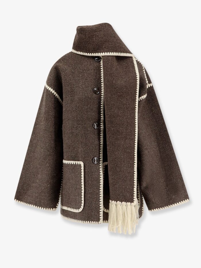 TOTEME Embroidered Scarf Wool Blend Jacket