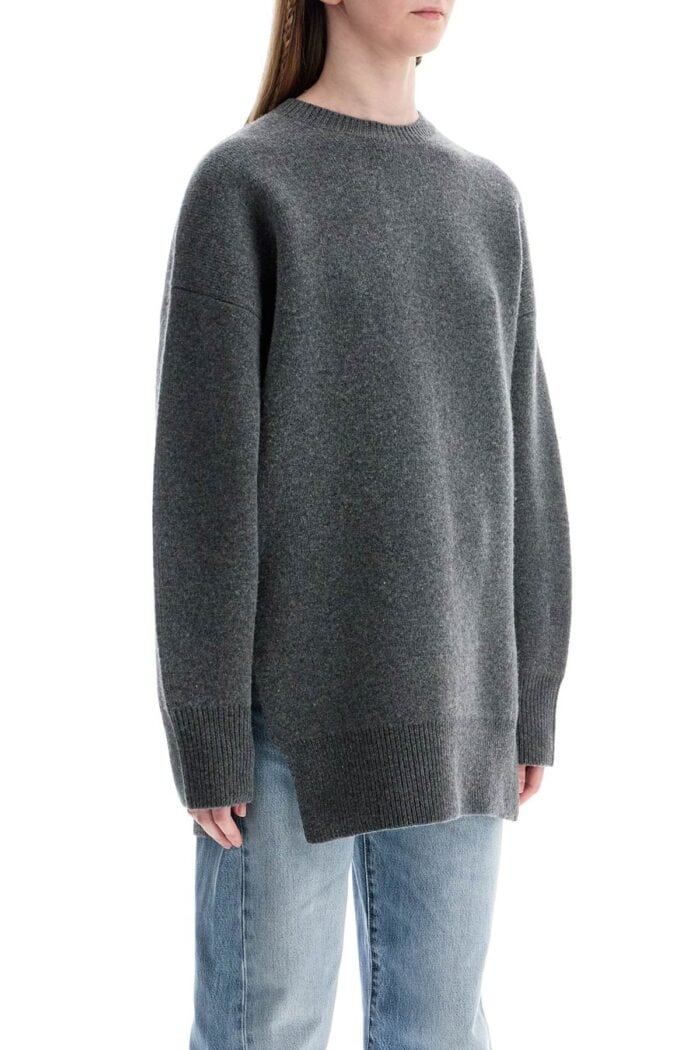 TOTEME Gray Melange Wool And Cashmere Sweater With Wide Neck