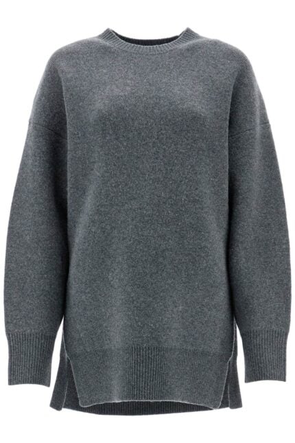 TOTEME Gray Melange Wool And Cashmere Sweater With Wide Neck