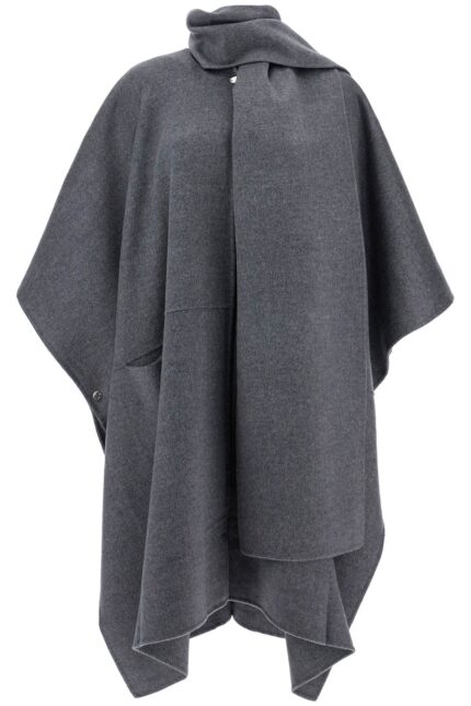 TOTEME Gray Mlange Wool Coat With Doubl Scarf Sleeveless