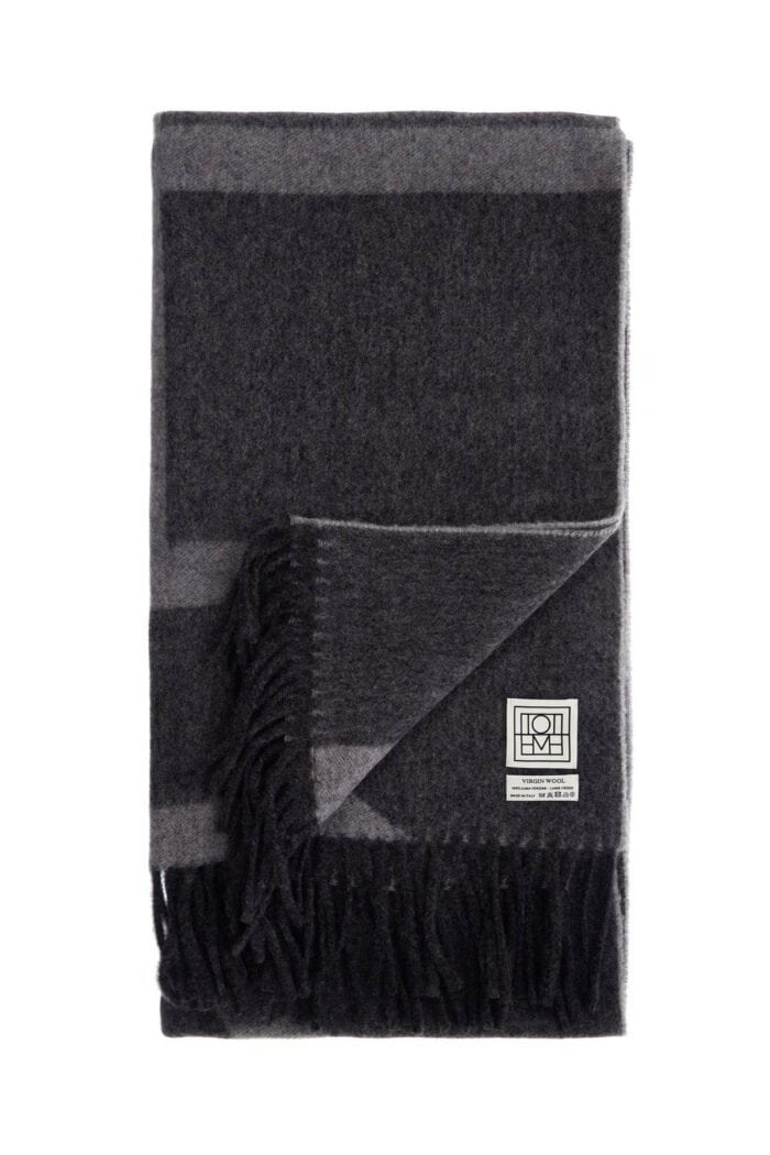 TOTEME Gray Monogram Jacquard Scarf In Rws Virgin Wool