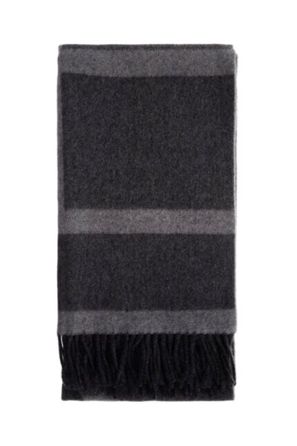 TOTEME Gray Monogram Jacquard Scarf In Rws Virgin Wool