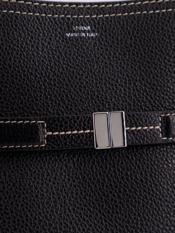 TOTEME Hammered Leather Bucket Bag With Strap On The Front