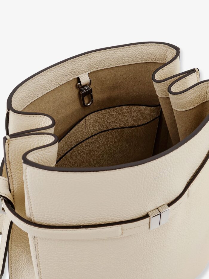 TOTEME Hammered Leather Bucket Bag With Strap On The Front