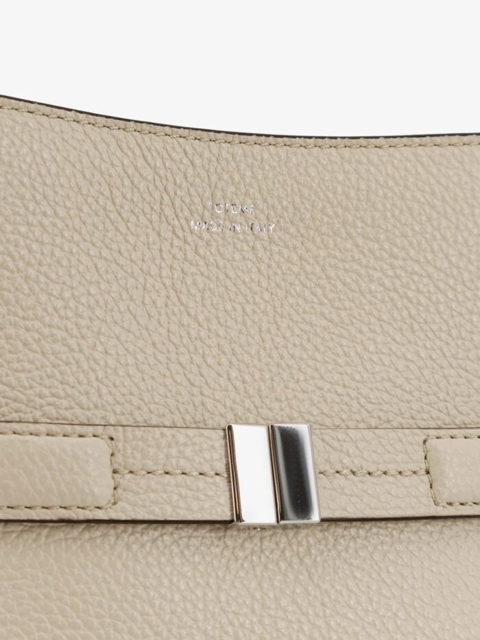 TOTEME Hammered Leather Bucket Bag With Strap On The Front