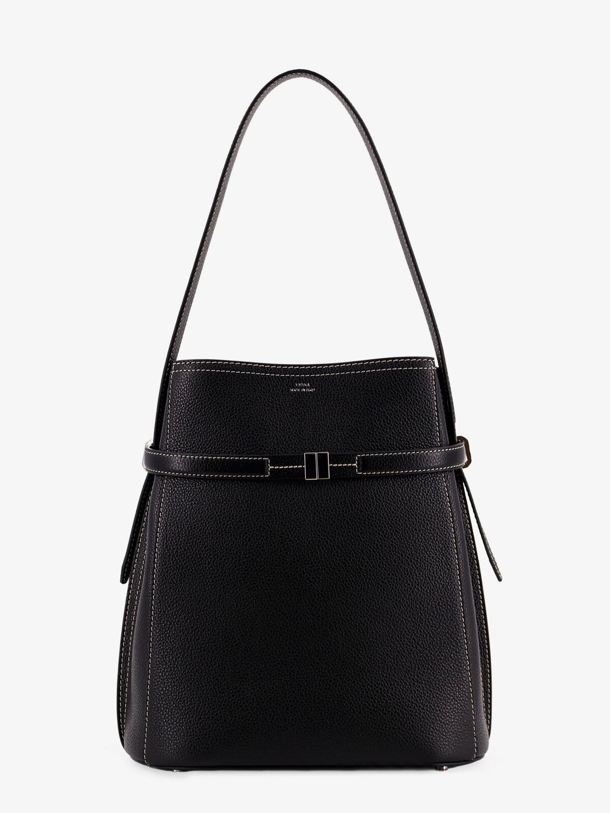 TOTEME Hammered Leather Bucket Bag With Strap On The Front