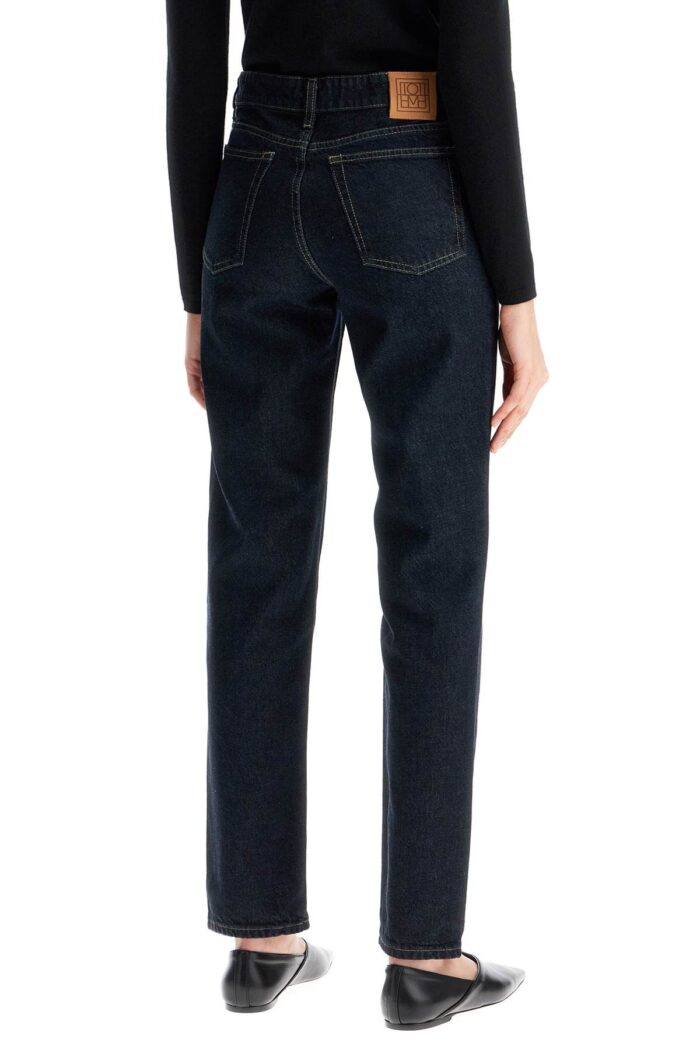 TOTEME High-waisted Slim Jeans In Organic Cotton Blue