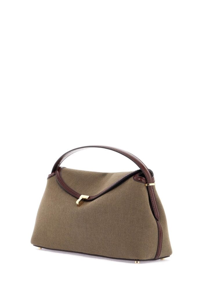 TOTEME Khaki Green Canvas Top Handle Bag With T-lock Closure