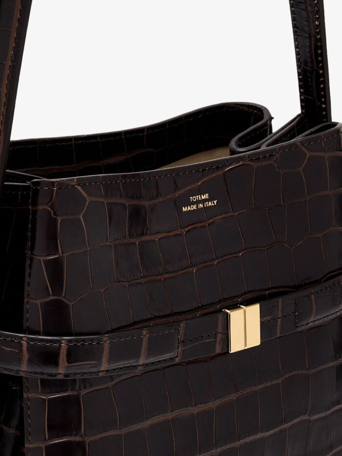 TOTEME Leather Bucket Bag With Croco Effect