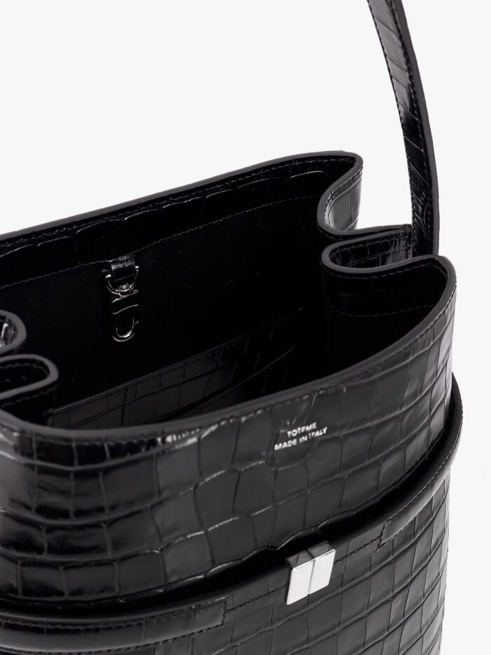 TOTEME Leather Bucket Bag With Croco Effect