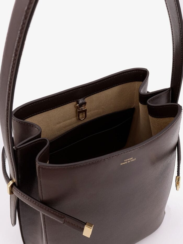 TOTEME Leather Bucket Bag With Frontal Strap