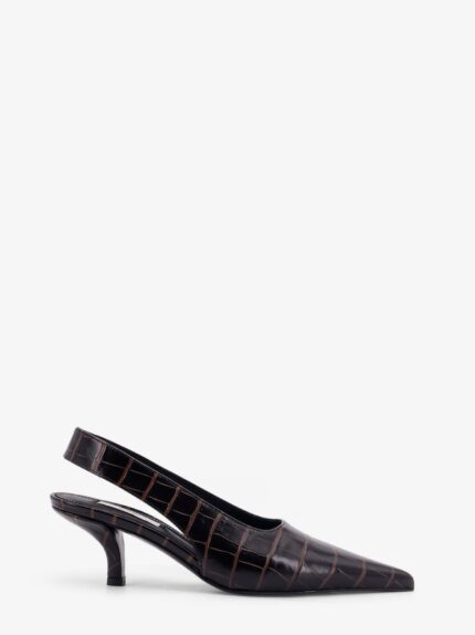 TOTEME Leather Decolleté Slingback With Croco Effect