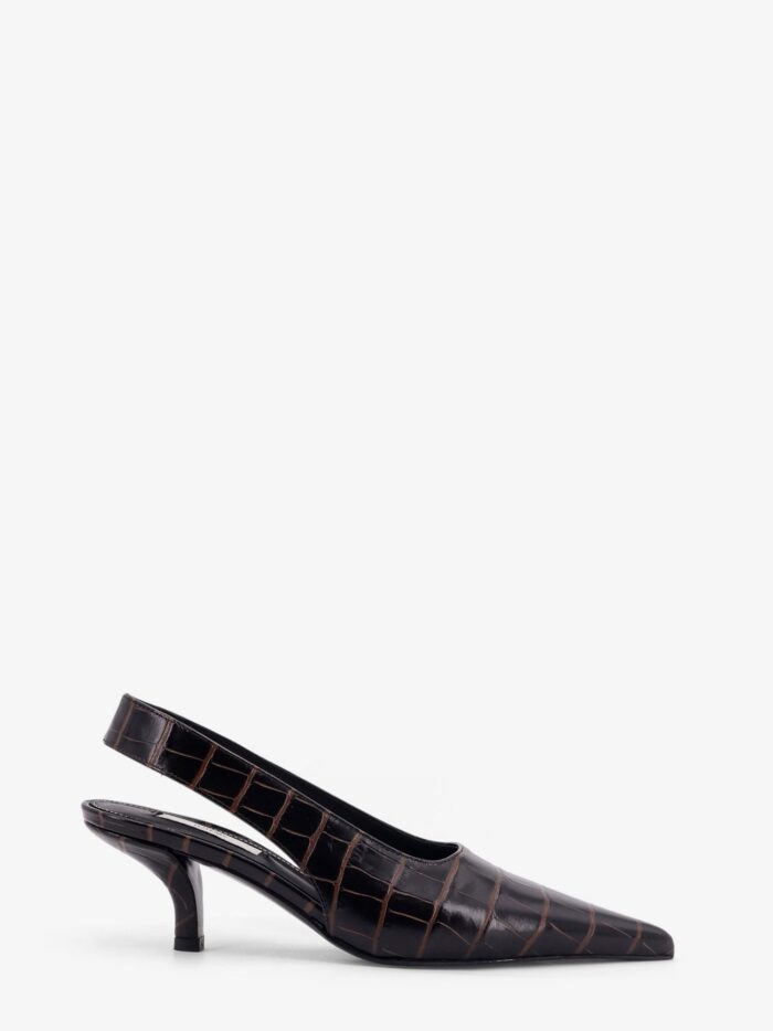 TOTEME Leather Decolleté Slingback With Croco Effect