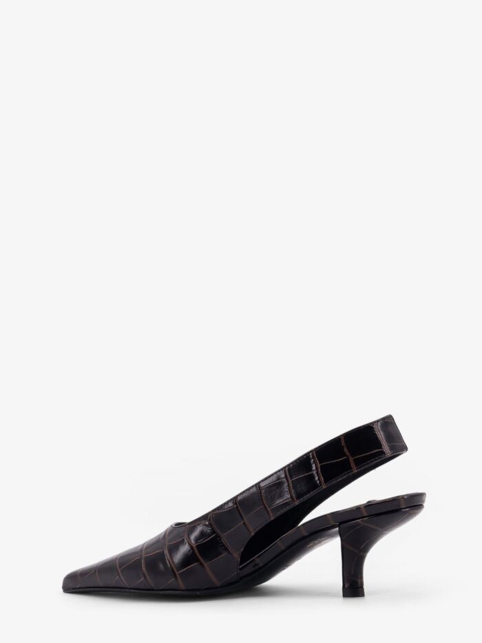 TOTEME Leather Decolleté Slingback With Croco Effect