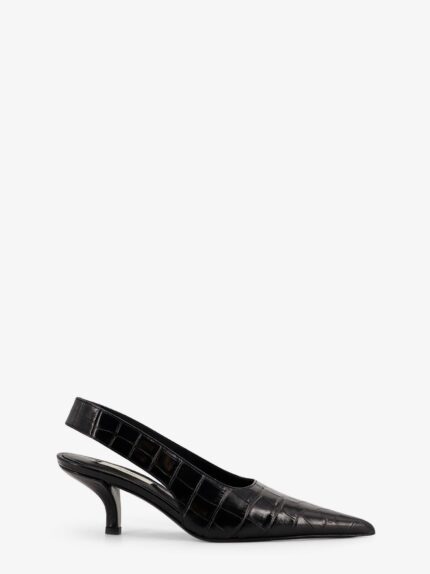 TOTEME Leather Slingback Pumps With Croco Effect