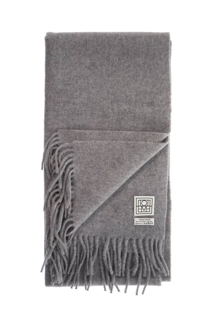 TOTEME Light Grey Melange Rws Virgin Wool Scarf With Fringes