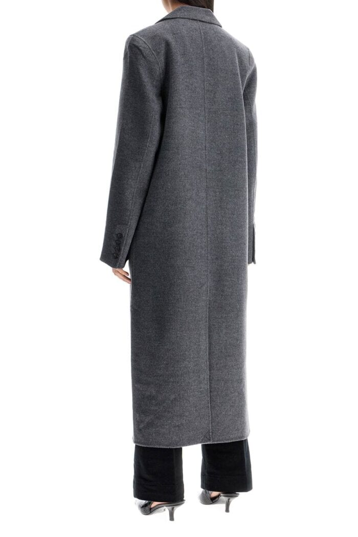 TOTEME Long Oversized Coat In Melange Grey Wool