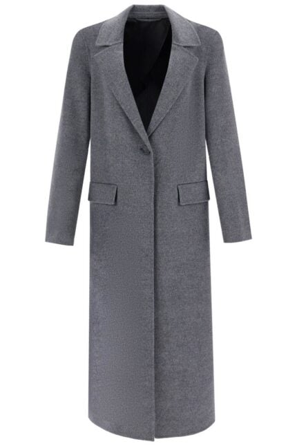 TOTEME Long Oversized Coat In Melange Grey Wool