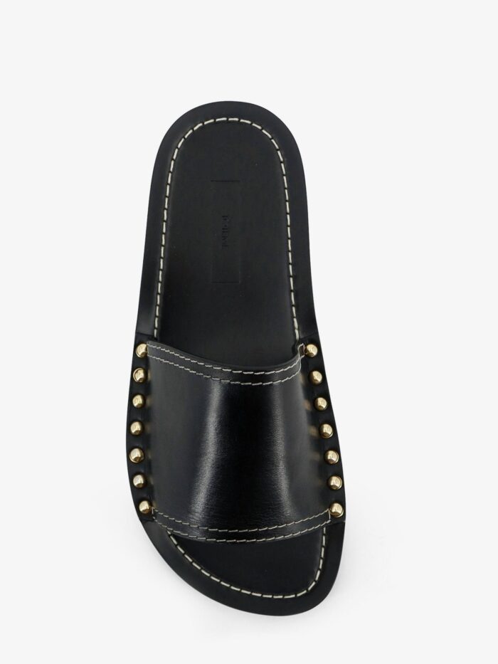 TOTEME Low Leather Sandals With Metal Studs On The Sides